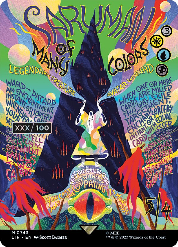 Saruman of Many Colors (Borderless Poster) (Serialized) [The Lord of the Rings: Tales of Middle-Earth] | Cards and Coasters CA