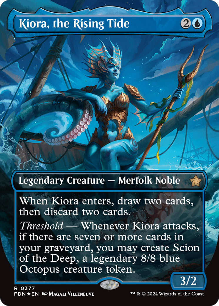 Kiora, the Rising Tide (Borderless) (Mana Foil) [Foundations] | Cards and Coasters CA