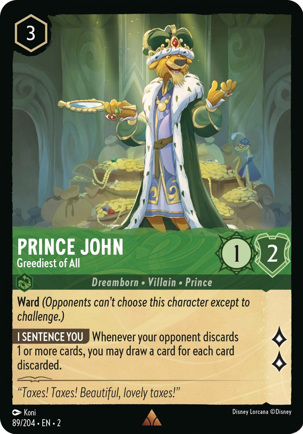 Prince John - Greediest of All (89/204) [Rise of the Floodborn] | Cards and Coasters CA