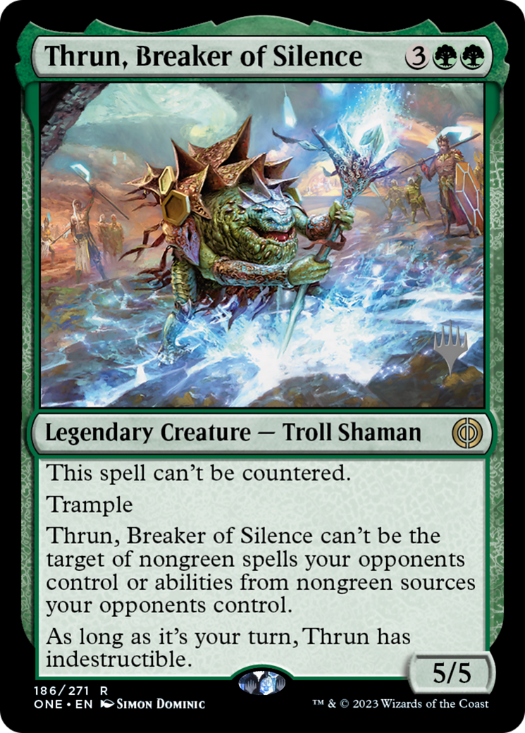 Thrun, Breaker of Silence (Promo Pack) [Phyrexia: All Will Be One Promos] | Cards and Coasters CA