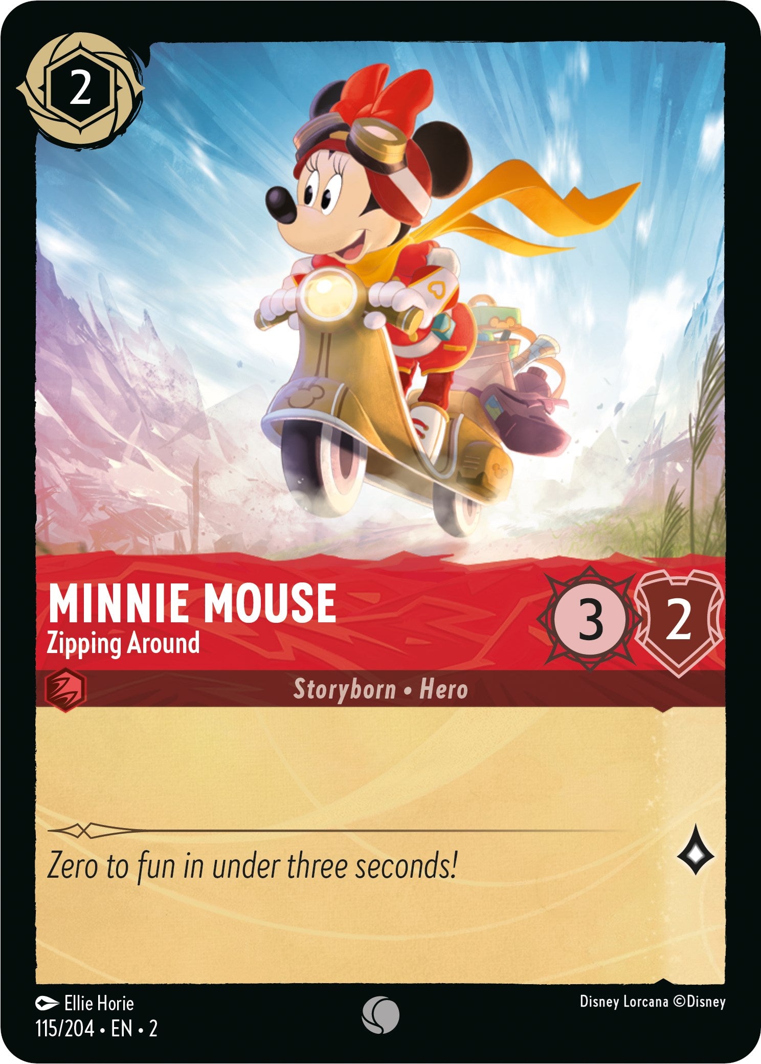 Minnie Mouse - Zipping Around (115/204) [Rise of the Floodborn] | Cards and Coasters CA