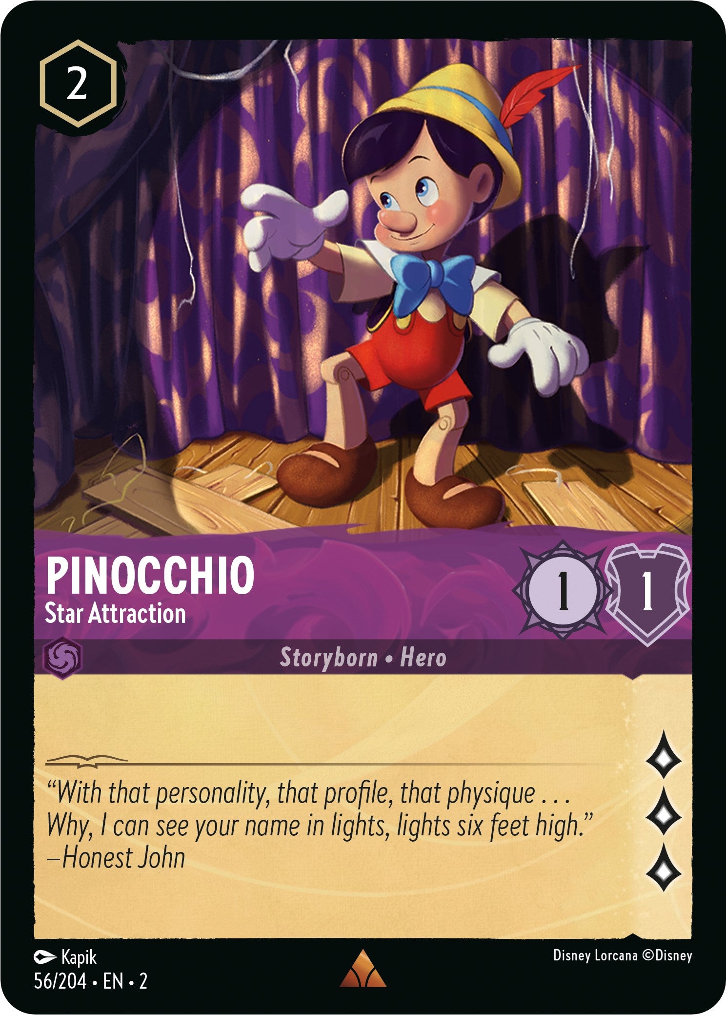 Pinocchio - Star Attraction (56/204) [Rise of the Floodborn] | Cards and Coasters CA