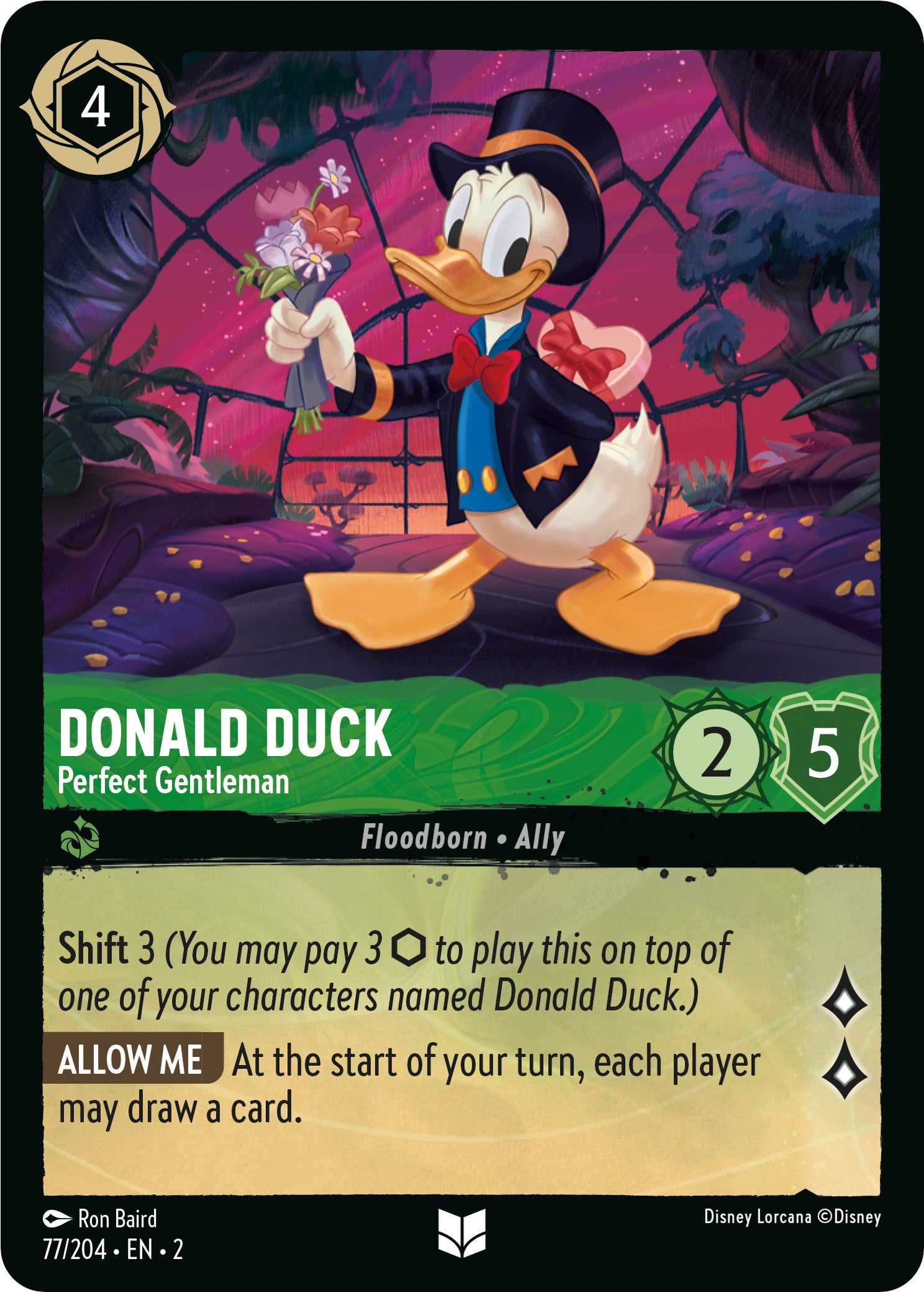 Donald Duck - Perfect Gentleman (77/204) [Rise of the Floodborn] | Cards and Coasters CA