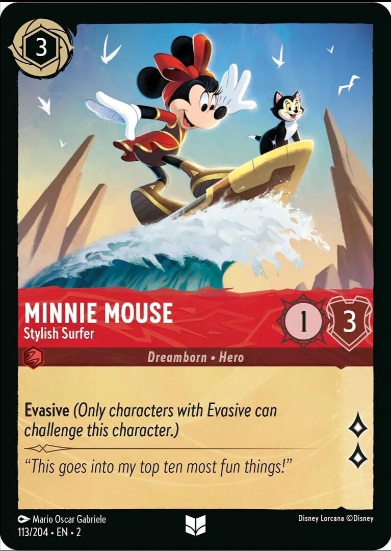 Minnie Mouse - Stylish Surfer (113/204) [Rise of the Floodborn] | Cards and Coasters CA