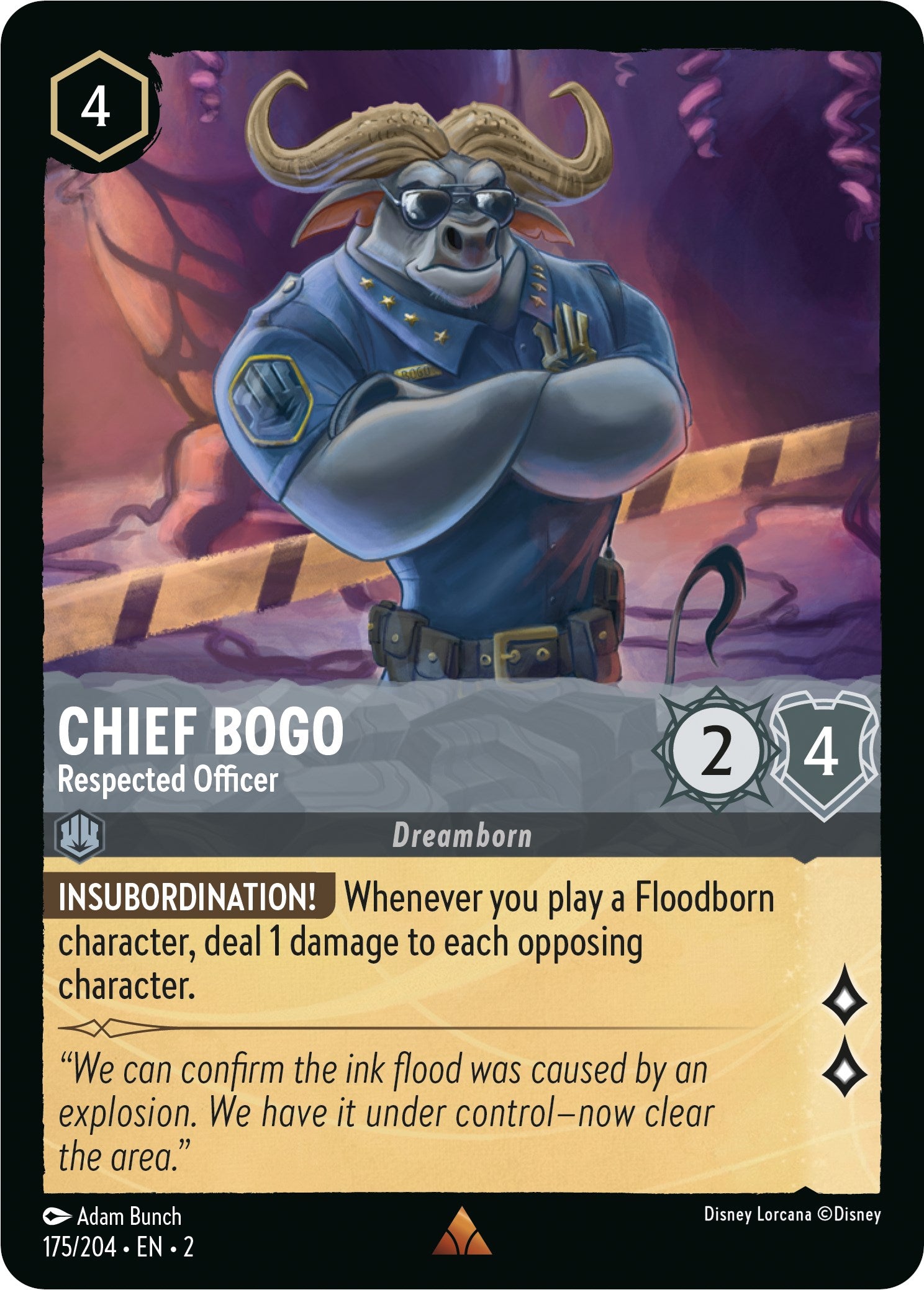 Chief Bogo - Respected Officer (175/204) [Rise of the Floodborn] | Cards and Coasters CA