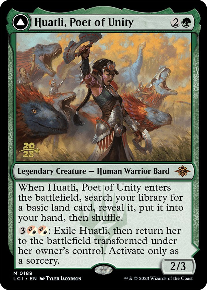 Huatli, Poet of Unity // Roar of the Fifth People [The Lost Caverns of Ixalan Prerelease Cards] | Cards and Coasters CA