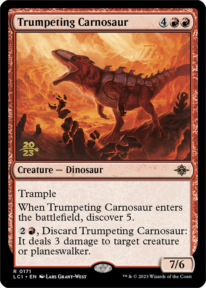 Trumpeting Carnosaur [The Lost Caverns of Ixalan Prerelease Cards] | Cards and Coasters CA