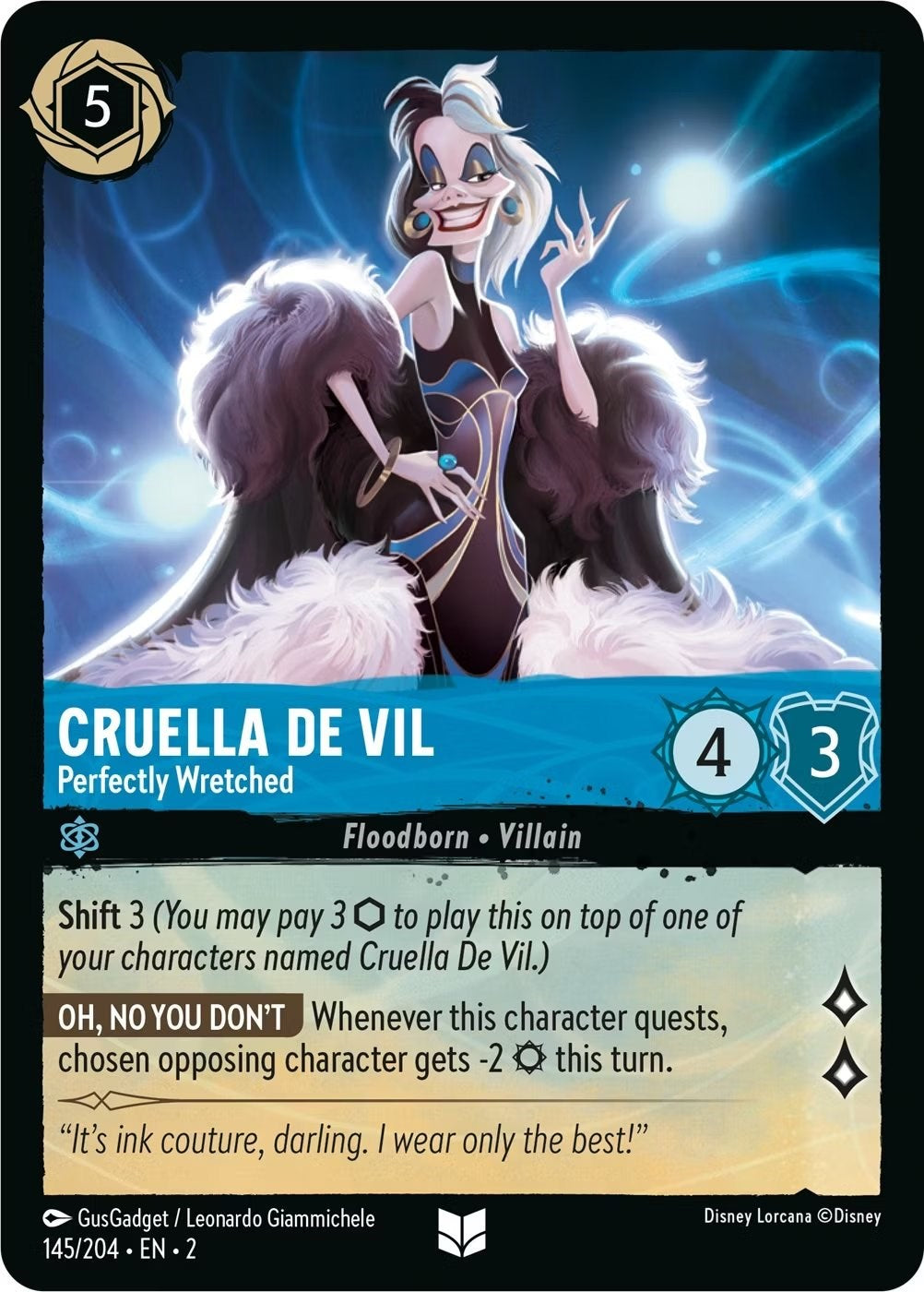 Cruella De Vil - Perfectly Wretched (145/204) [Rise of the Floodborn] | Cards and Coasters CA