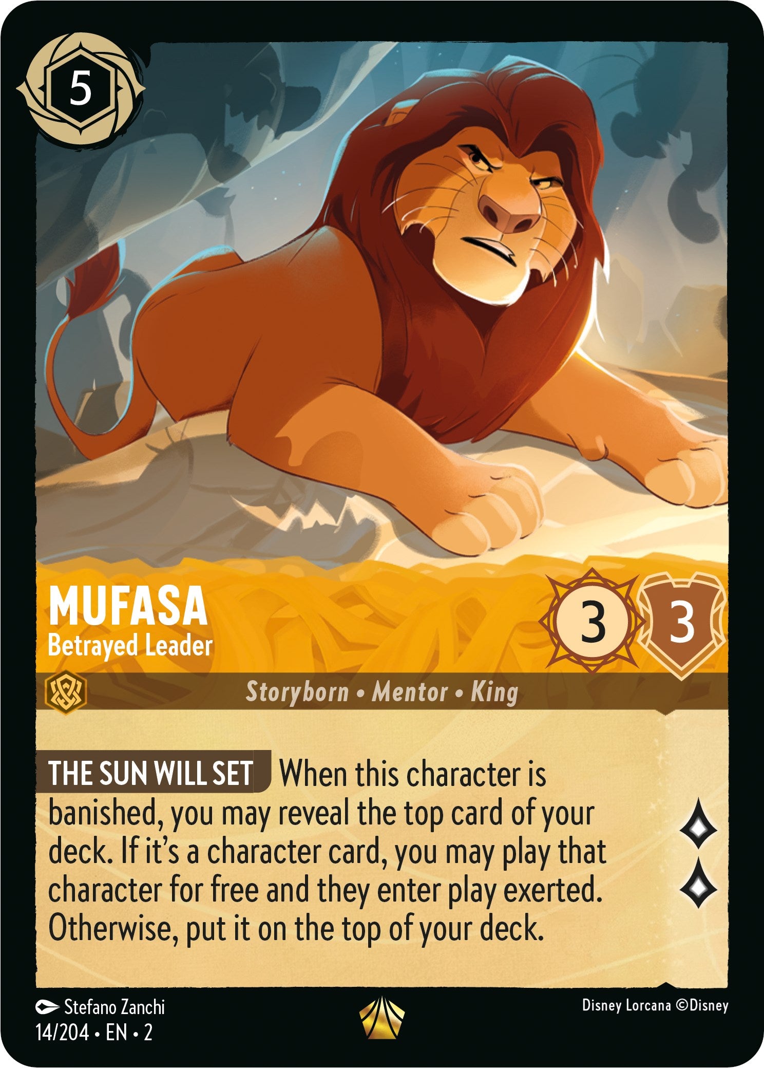 Mufasa - Betrayed Leader (14/204) [Rise of the Floodborn] | Cards and Coasters CA