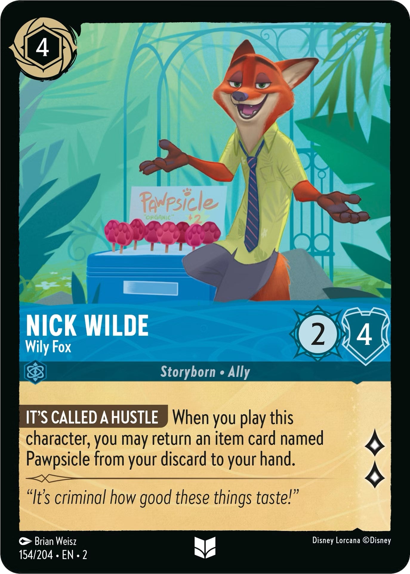 Nick Wilde - Wily Fox (154/204) [Rise of the Floodborn] | Cards and Coasters CA