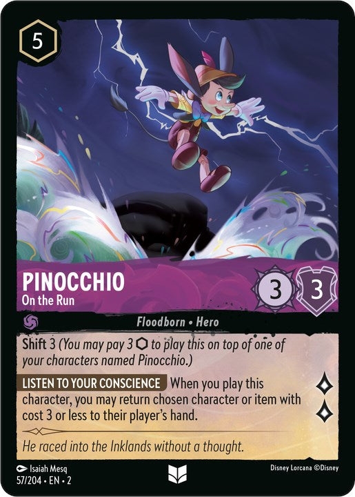 Pinocchio - On the Run (57/204) [Rise of the Floodborn] | Cards and Coasters CA