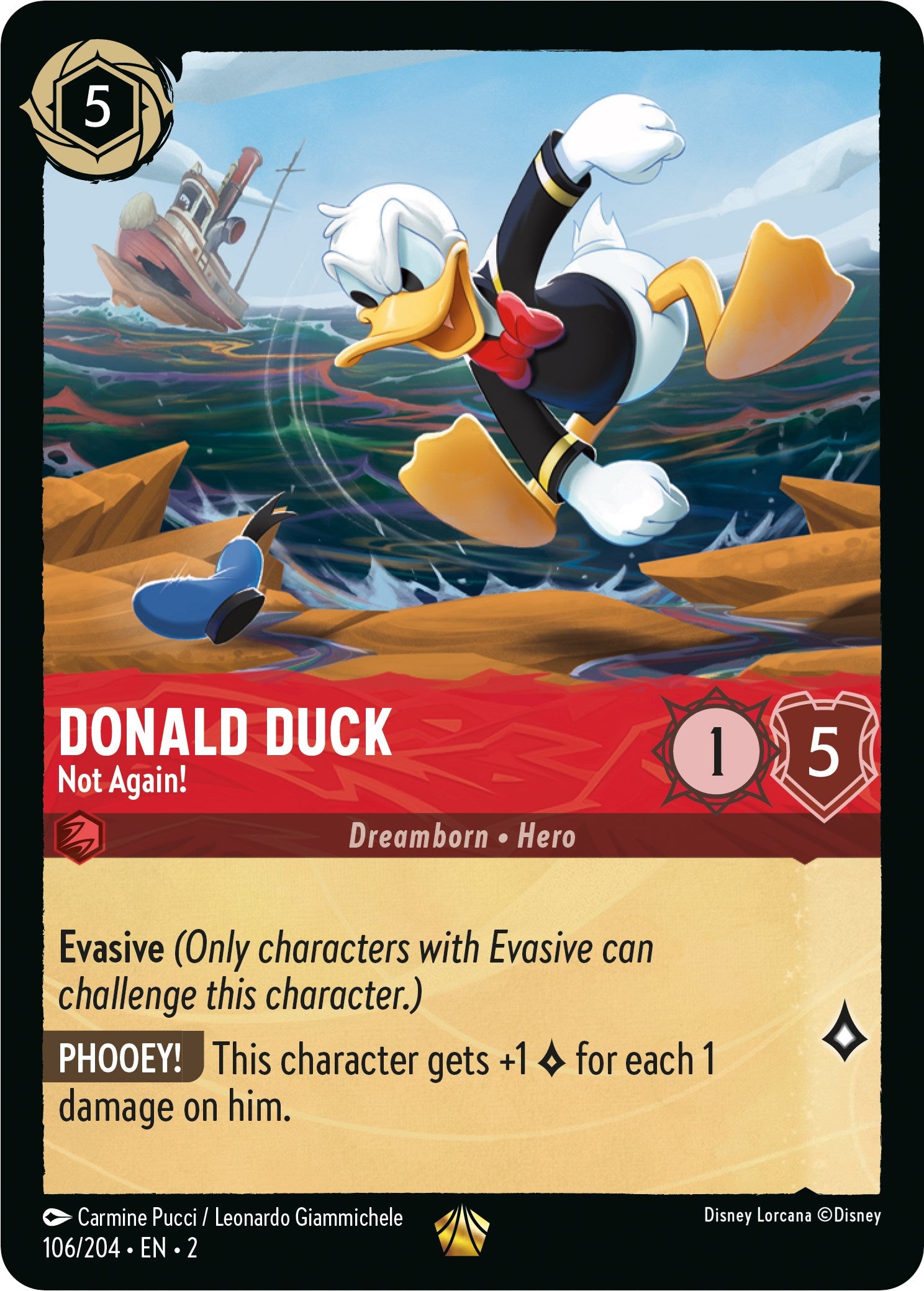 Donald Duck - Not Again! (106/204) [Rise of the Floodborn] | Cards and Coasters CA