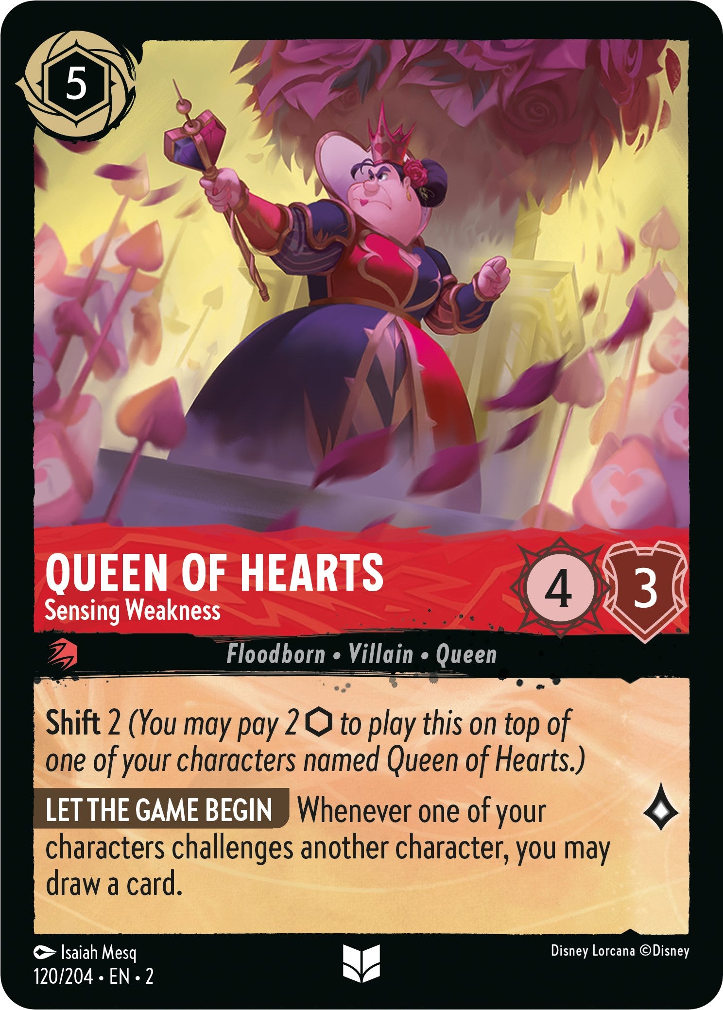 Queen of Hearts - Sensing Weakness (120/204) [Rise of the Floodborn] | Cards and Coasters CA