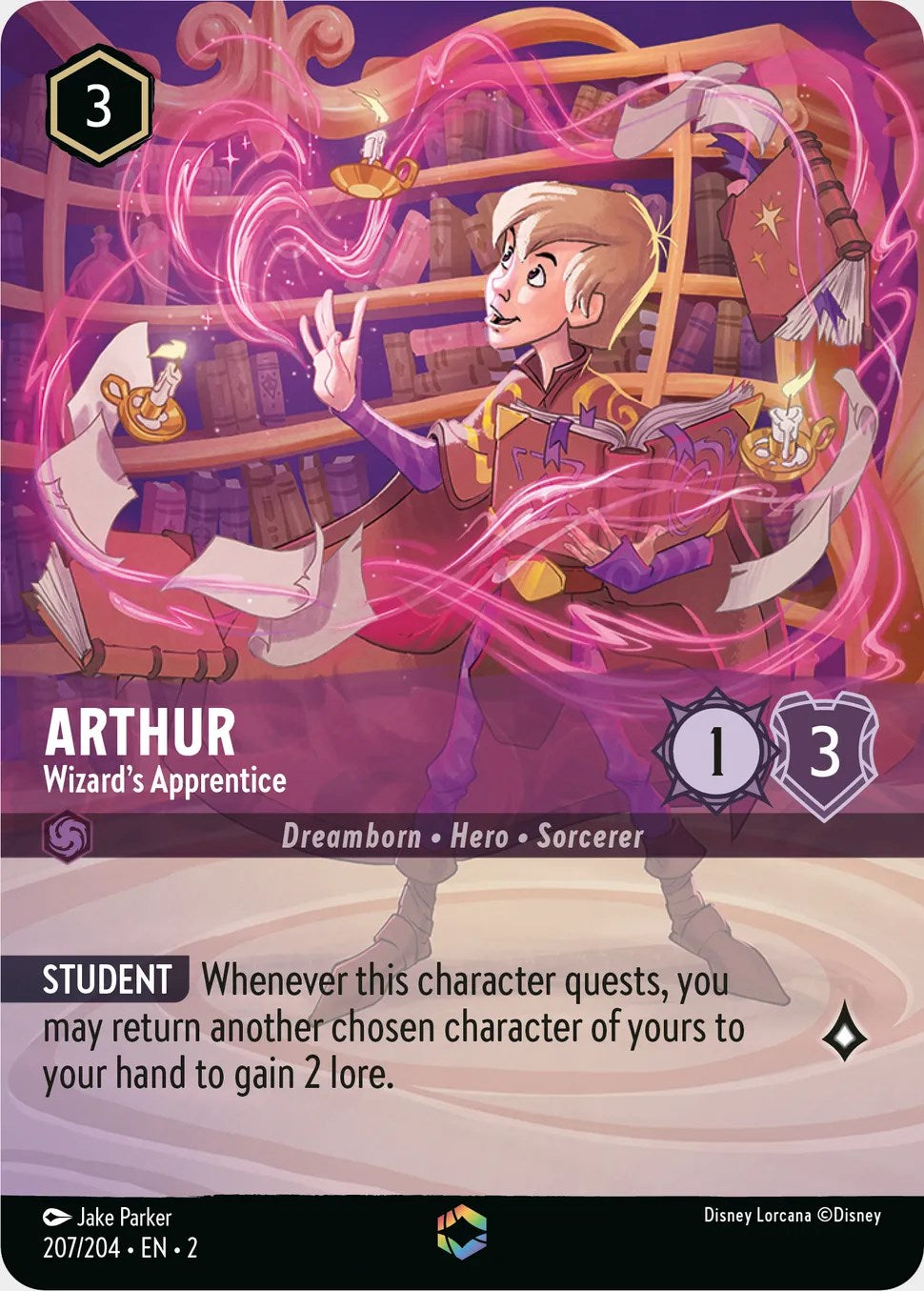 Arthur - Wizard's Apprentice (Enchanted) (207/204) [Rise of the Floodborn] | Cards and Coasters CA