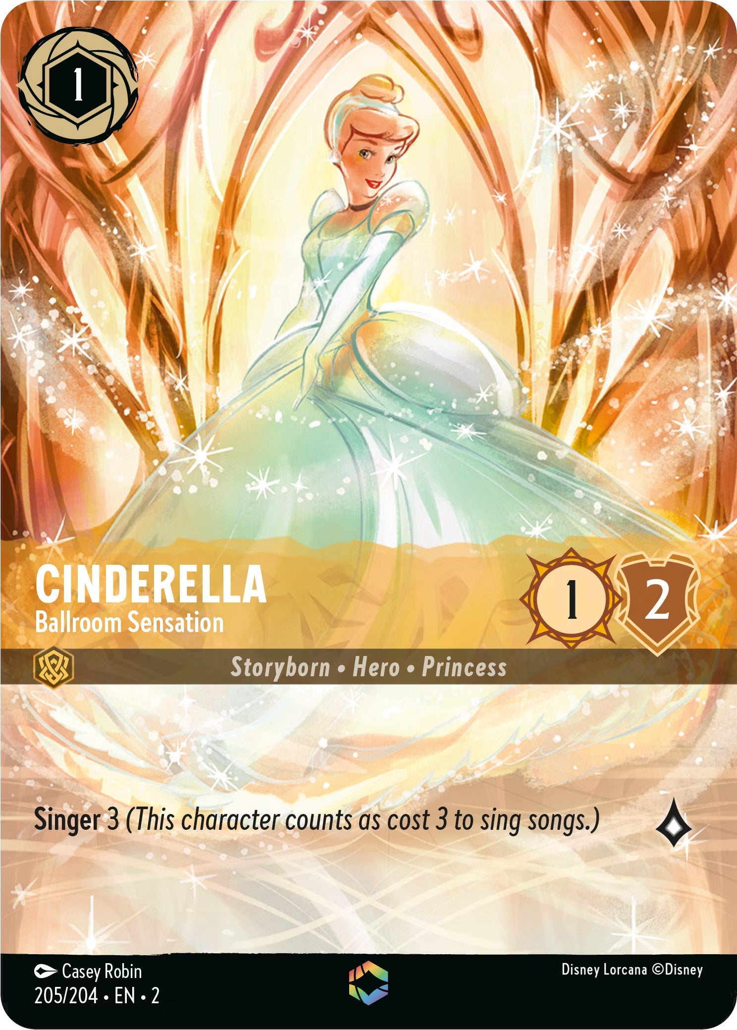 Cinderella - Ballroom Sensation (Enchanted) (205/204) [Rise of the Floodborn] | Cards and Coasters CA