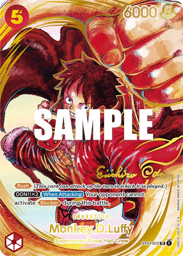 Monkey.D.Luffy (Alternate Art) (Gold-Stamped Signature) [Starter Deck: Straw Hat Crew] | Cards and Coasters CA