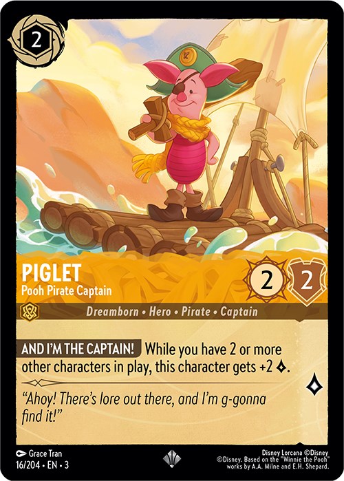 Piglet - Pooh Pirate Captain (16/204) [Into the Inklands] | Cards and Coasters CA