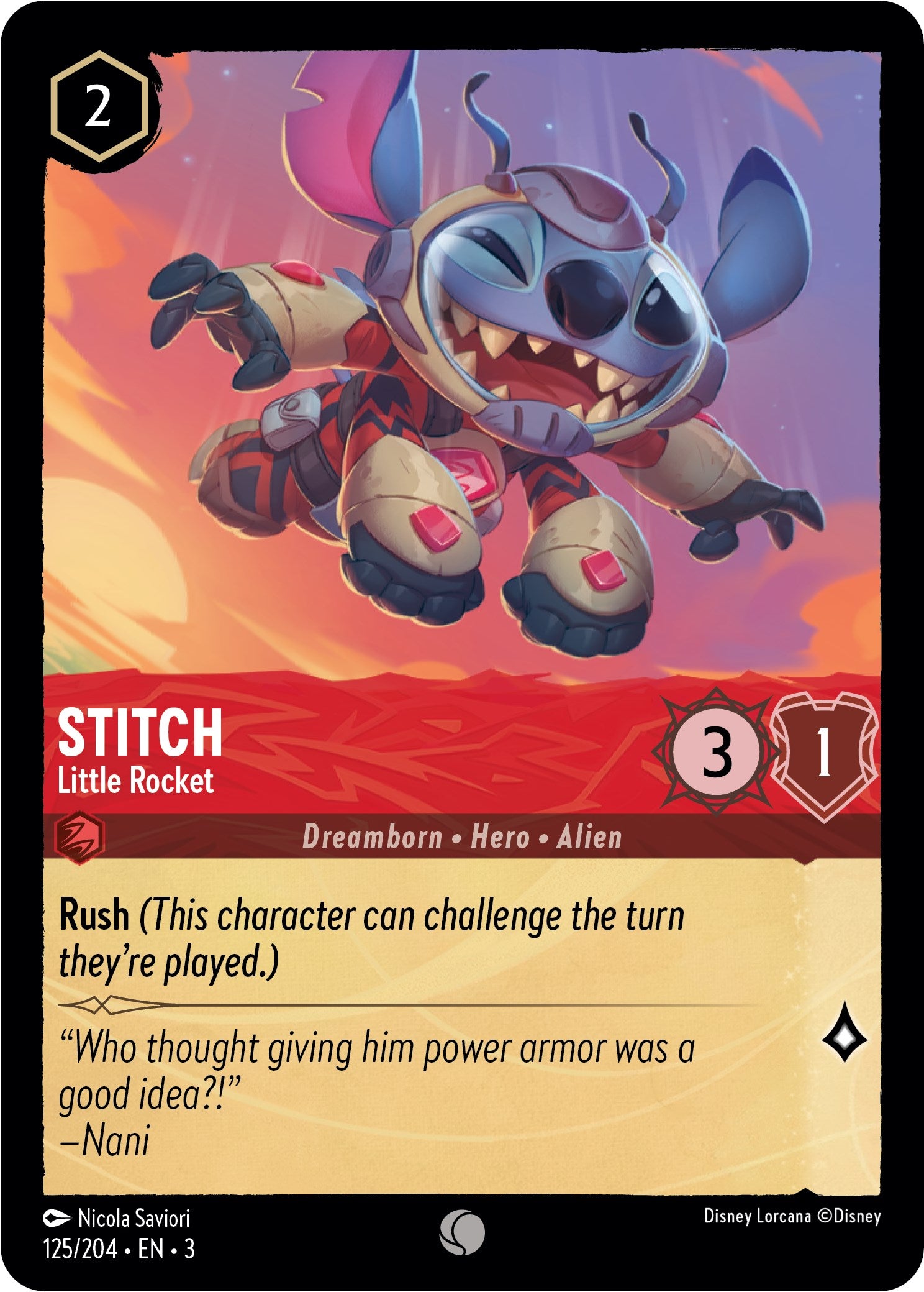 Stitch - Little Rocket (125/204) [Into the Inklands] | Cards and Coasters CA