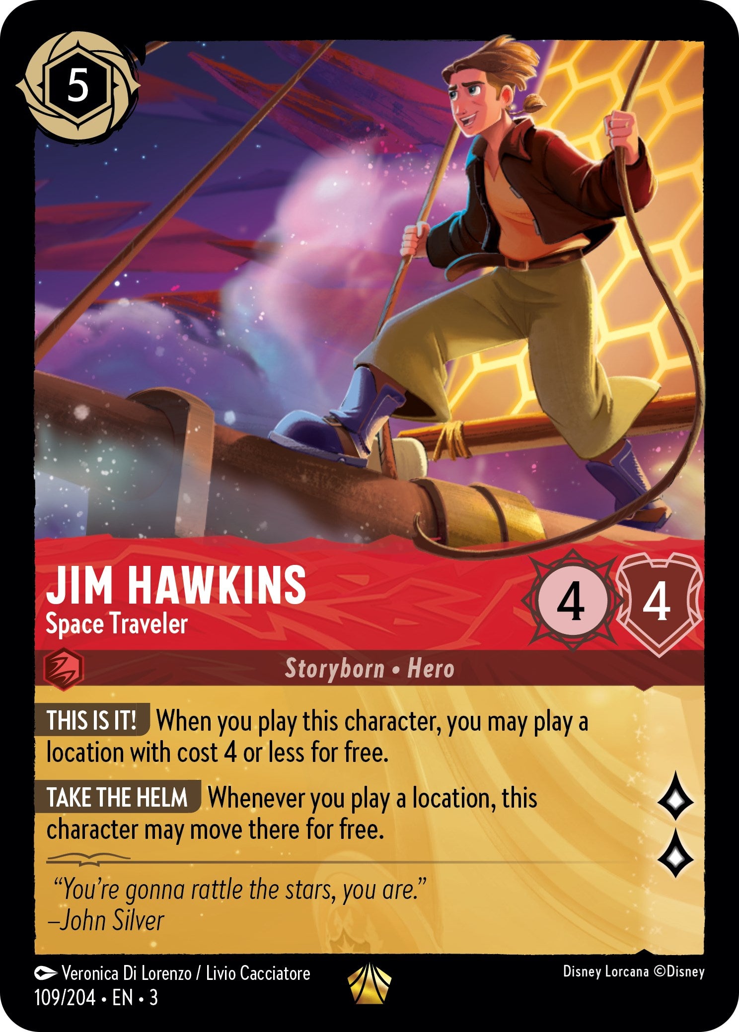 Jim Hawkins - Space Traveler (109/204) [Into the Inklands] | Cards and Coasters CA