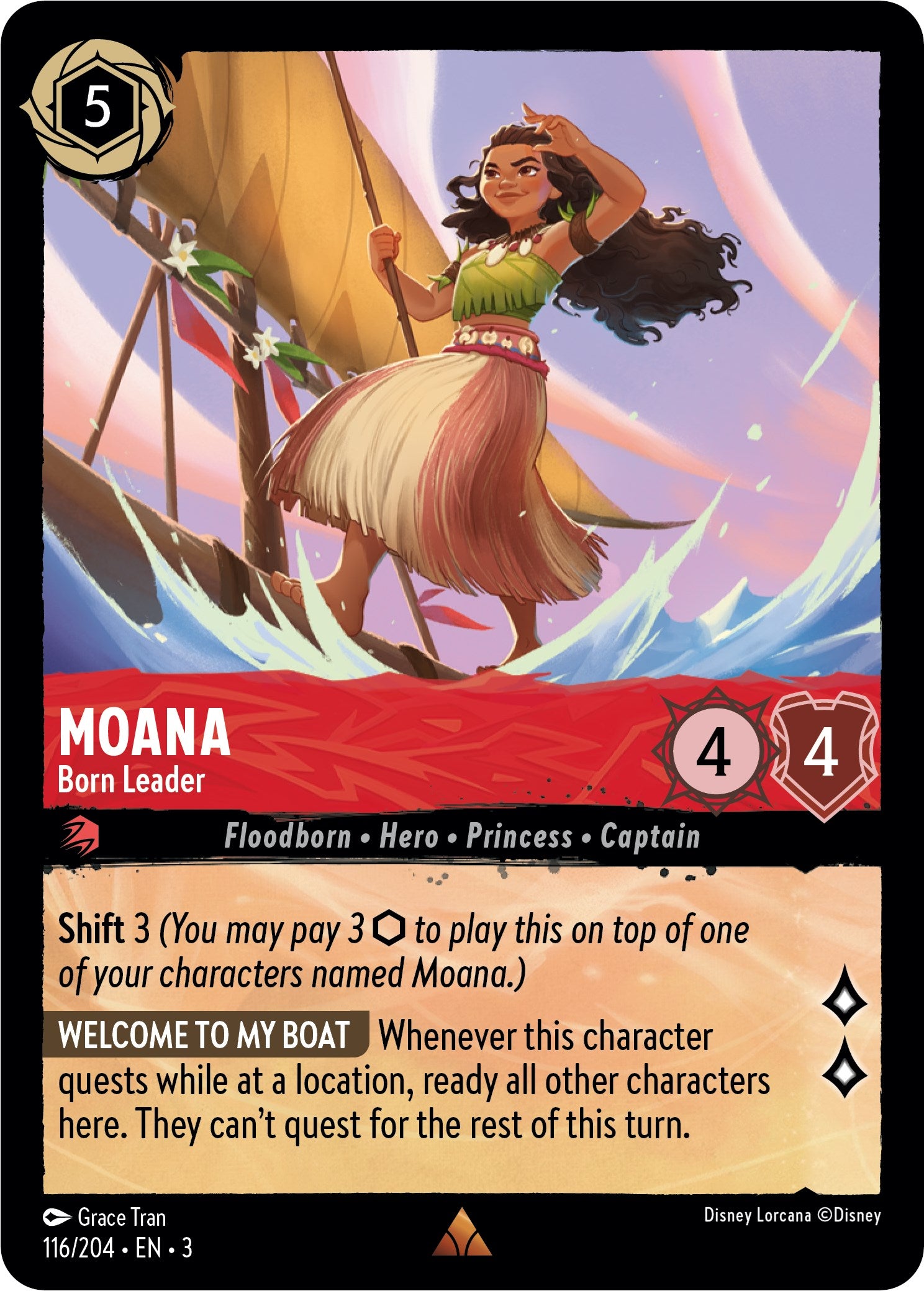 Moana - Born Leader (116/204) [Into the Inklands] | Cards and Coasters CA