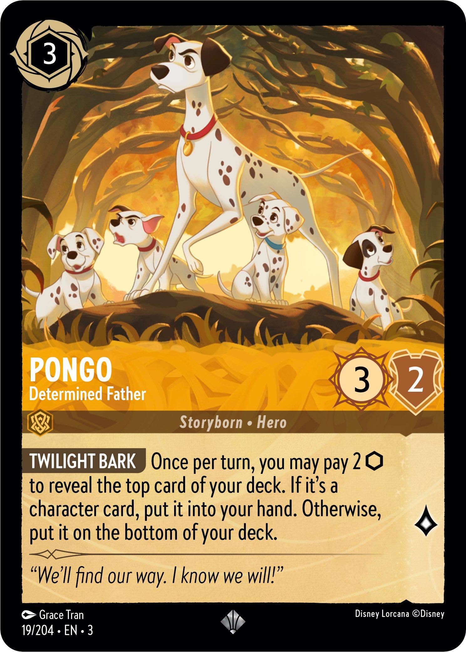 Pongo - Determined Father (19/204) [Into the Inklands] | Cards and Coasters CA