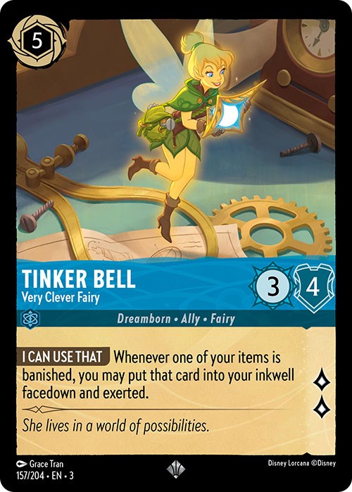 Tinker Bell - Very Clever Fairy (157/204) [Into the Inklands] | Cards and Coasters CA