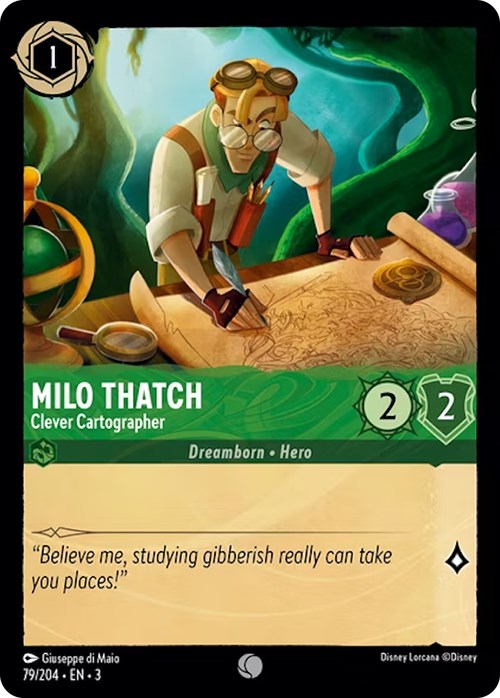 Milo Thatch - Clever Cartographer (79/204) [Into the Inklands] | Cards and Coasters CA