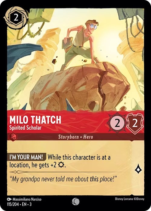 Milo Thatch - Spirited Scholar (115/204) [Into the Inklands] | Cards and Coasters CA