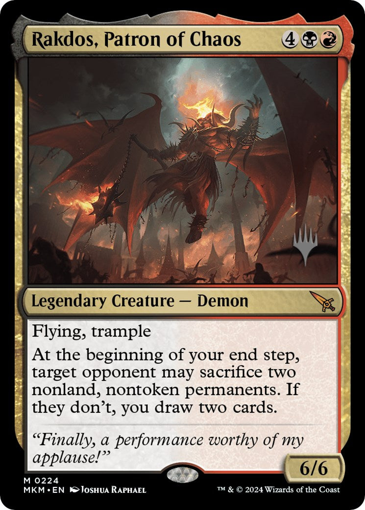 Rakdos, Patron of Chaos (Promo Pack) [Murders at Karlov Manor Promos] | Cards and Coasters CA