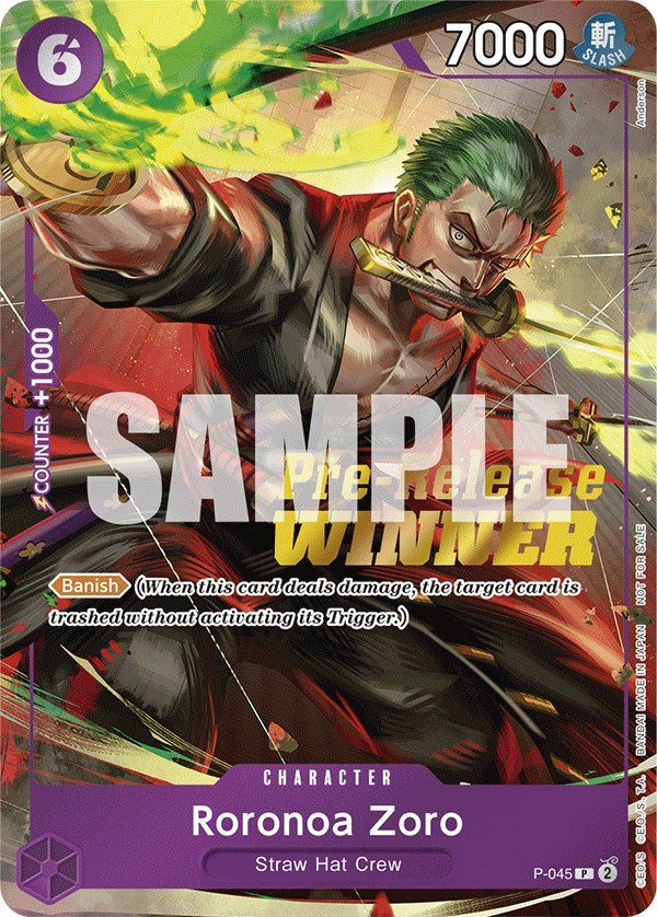 Roronoa Zoro (OP-06 Pre-Release Tournament) [Winner] [One Piece Promotion Cards] | Cards and Coasters CA