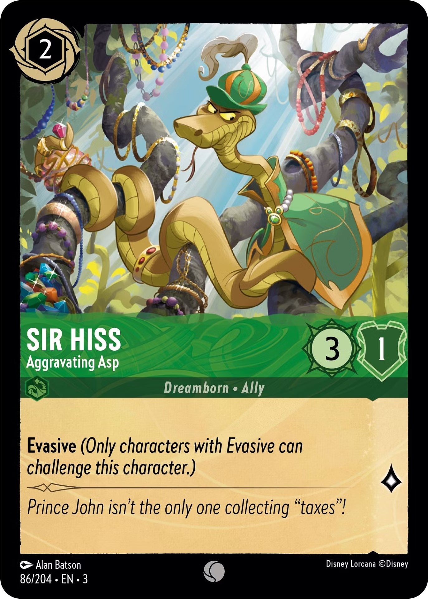 Sir Hiss - Aggravating Asp (86/204) [Into the Inklands] | Cards and Coasters CA