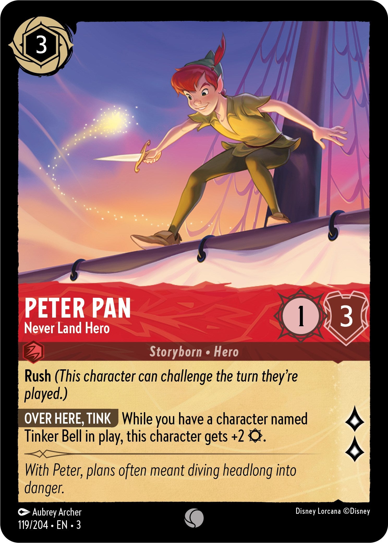 Peter Pan - Never Land Hero (119/204) [Into the Inklands] | Cards and Coasters CA