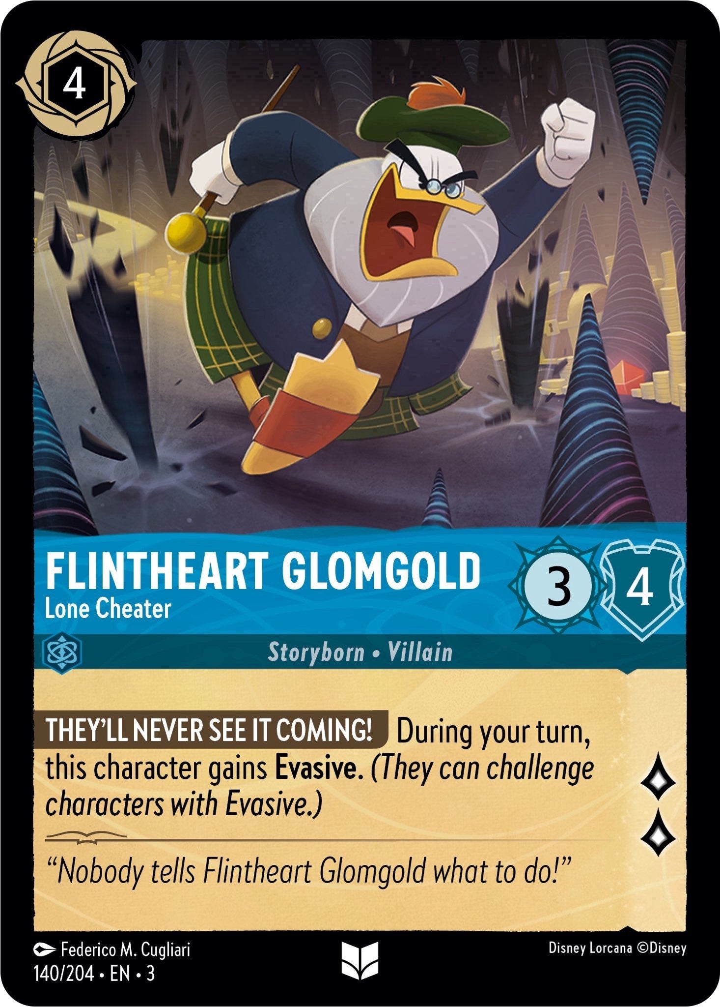 Flintheart Glomgold - Lone Cheater (140/204) [Into the Inklands] | Cards and Coasters CA