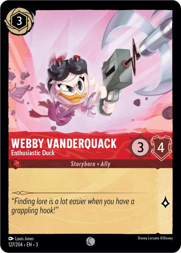 Webby Vanderquack - Enthusiastic Duck (127/204) [Into the Inklands] | Cards and Coasters CA