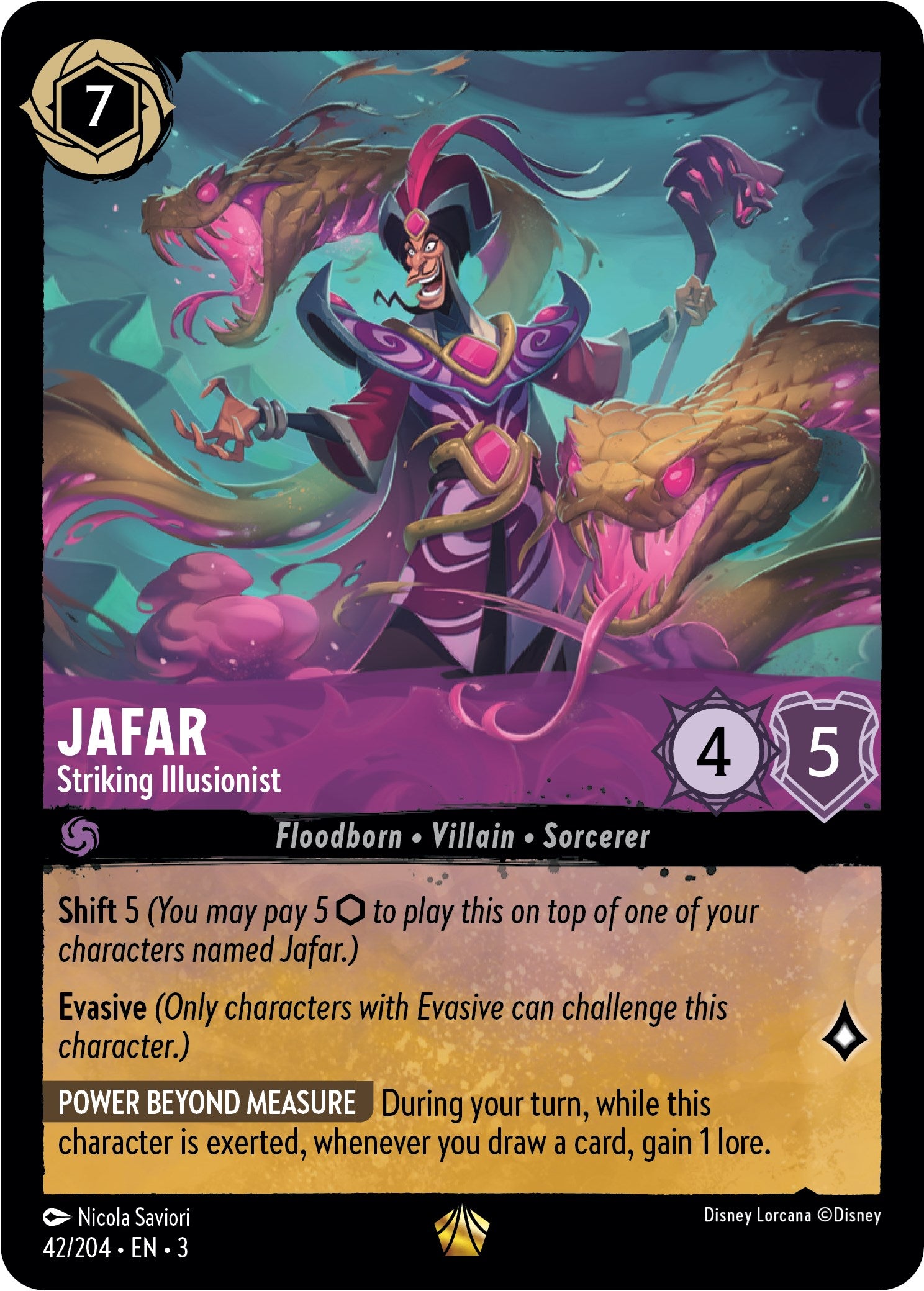 Jafar - Striking Illusionist (42/204) [Into the Inklands] | Cards and Coasters CA