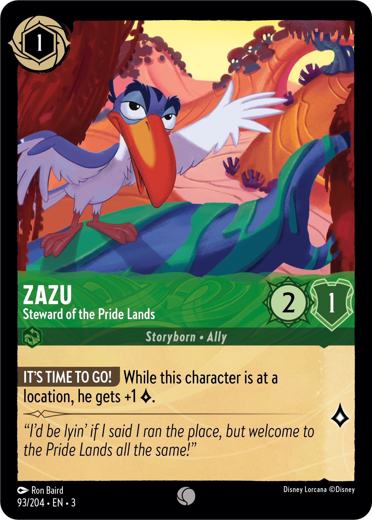 Zazu - Steward of the Pride Lands (93//204) [Into the Inklands] | Cards and Coasters CA