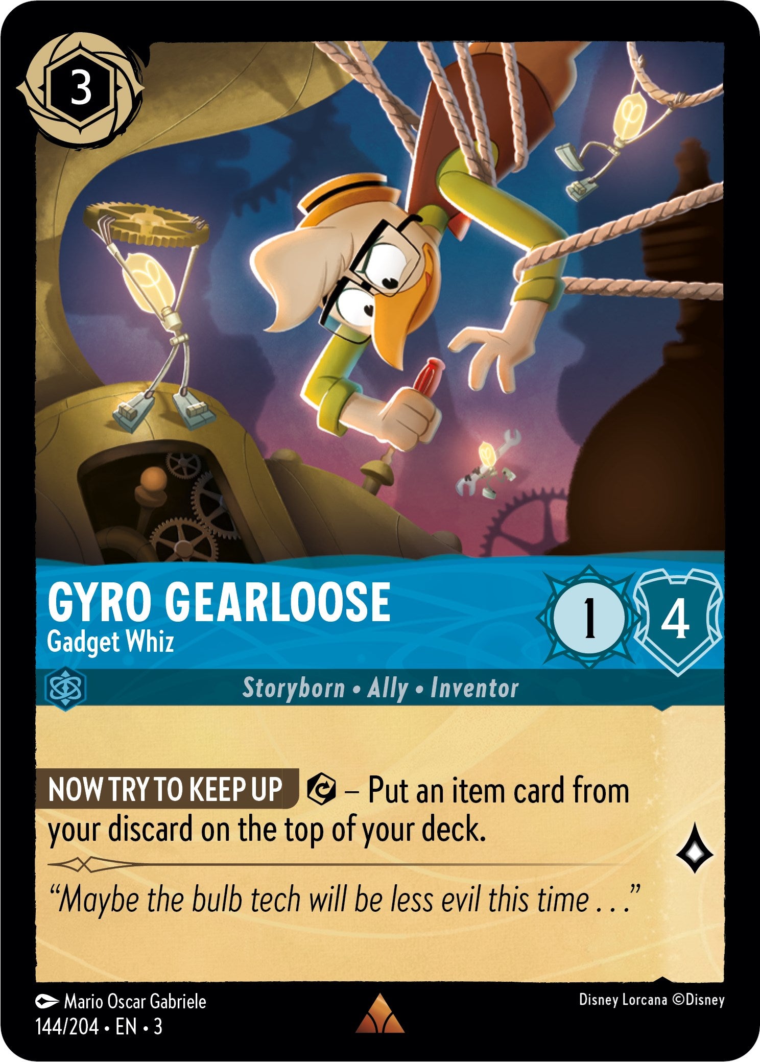 Gyro Gearloose - Gadget Whiz (144//204) [Into the Inklands] | Cards and Coasters CA