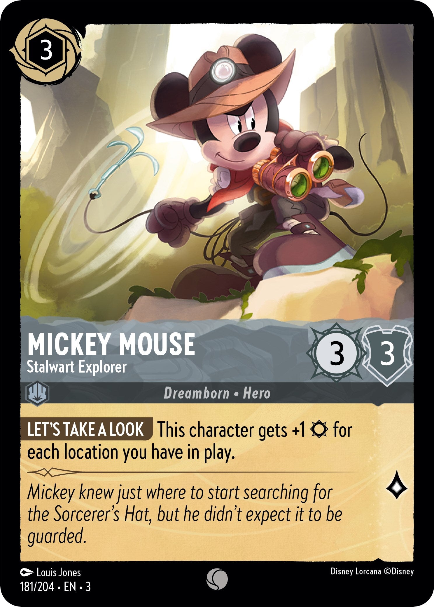 Mickey Mouse - Stalwart Explorer (181/204) [Into the Inklands] | Cards and Coasters CA