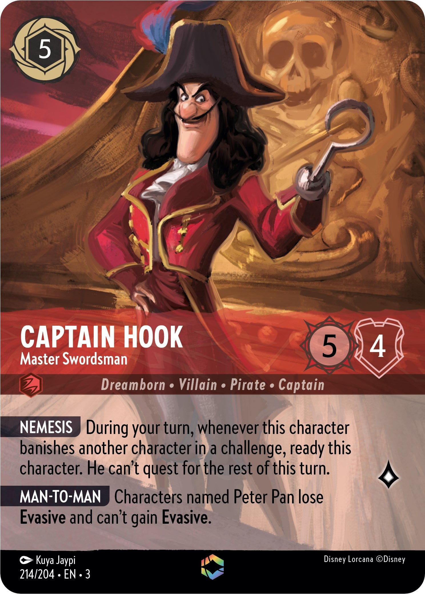 Captain Hook - Master Swordsman (Alternate Art) (214/204) [Into the Inklands] | Cards and Coasters CA