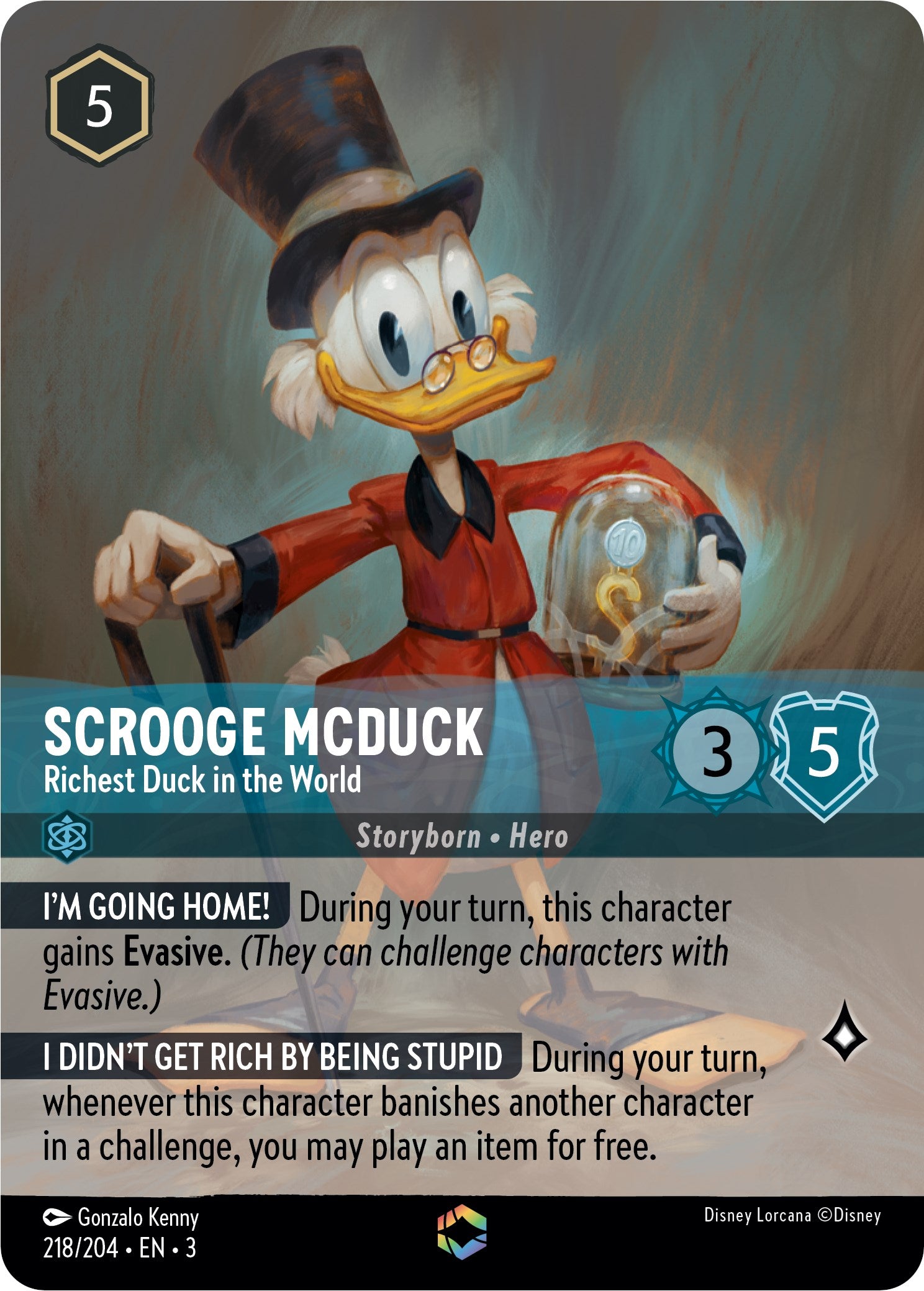 Scrooge McDuck - Richest Duck in the World (Alternate Art) (218/204) [Into the Inklands] | Cards and Coasters CA