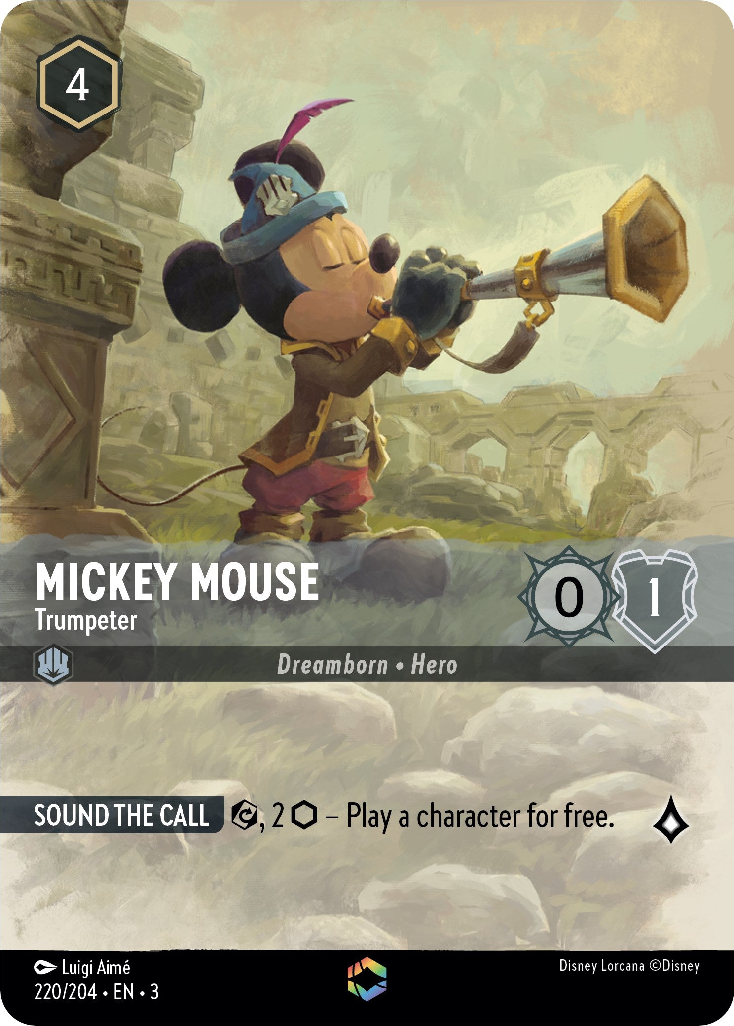 Mickey Mouse -Trumpeter (Alternate Art) (220/204) [Into the Inklands] | Cards and Coasters CA