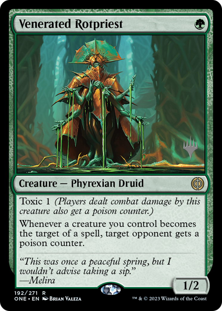 Venerated Rotpriest (Promo Pack) [Phyrexia: All Will Be One Promos] | Cards and Coasters CA