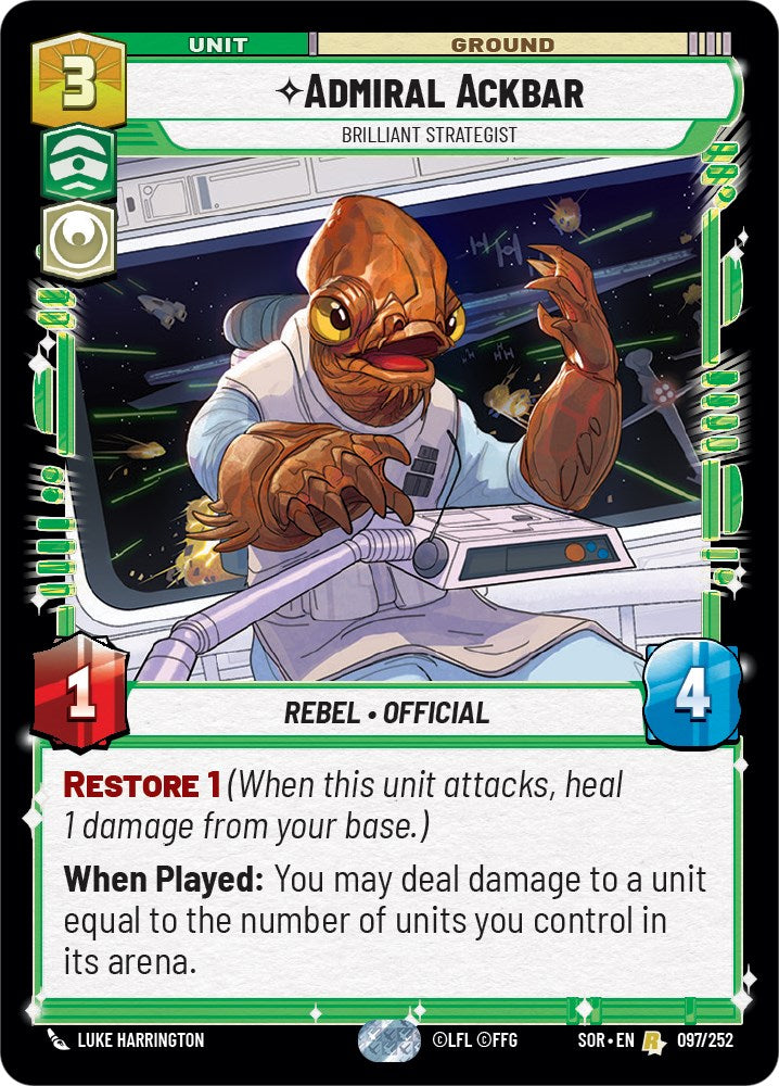 Admiral Ackbar - Brilliant Strategist (097/252) [Spark of Rebellion] | Cards and Coasters CA