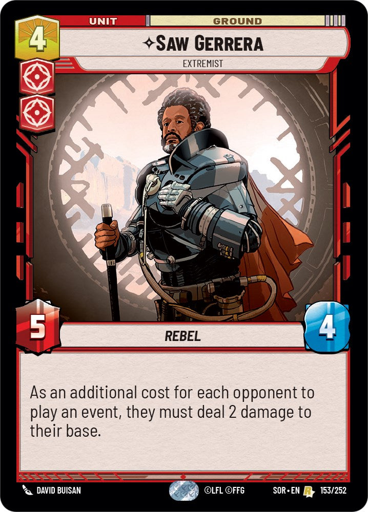 Saw Gerrera - Extremist (153/252) [Spark of Rebellion] | Cards and Coasters CA