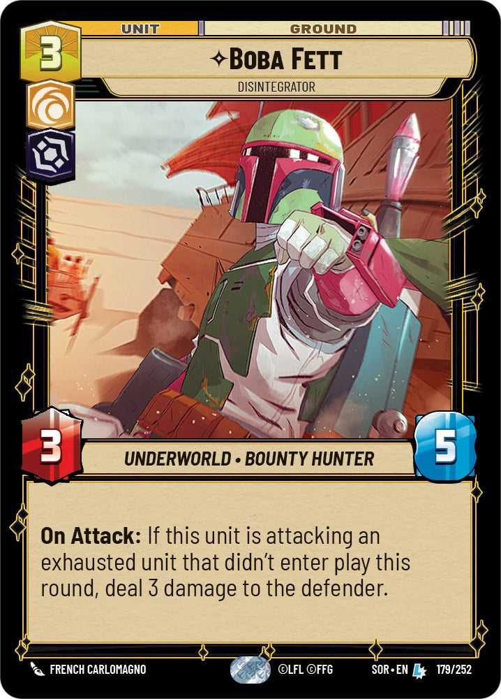 Boba Fett - Disintegrator (179/252) [Spark of Rebellion] | Cards and Coasters CA