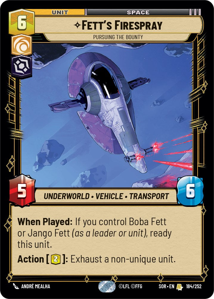 Fett's Firespray - Pursuing the Bounty (184/252) [Spark of Rebellion] | Cards and Coasters CA