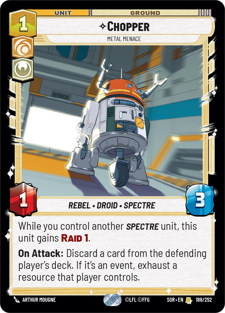 Chopper - Metal Menace (188/252) [Spark of Rebellion] | Cards and Coasters CA