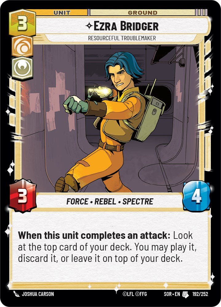Ezra Bridger - Resourceful Troublemaker (192/252) [Spark of Rebellion] | Cards and Coasters CA