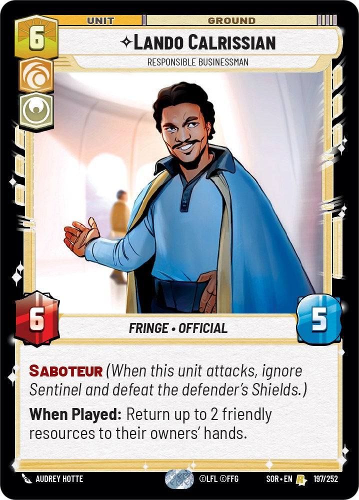 Lando Calrissian - Responsible Businessman (197/252) [Spark of Rebellion] | Cards and Coasters CA