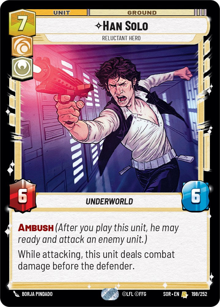 Han Solo - Relunctant Hero (198/252) [Spark of Rebellion] | Cards and Coasters CA